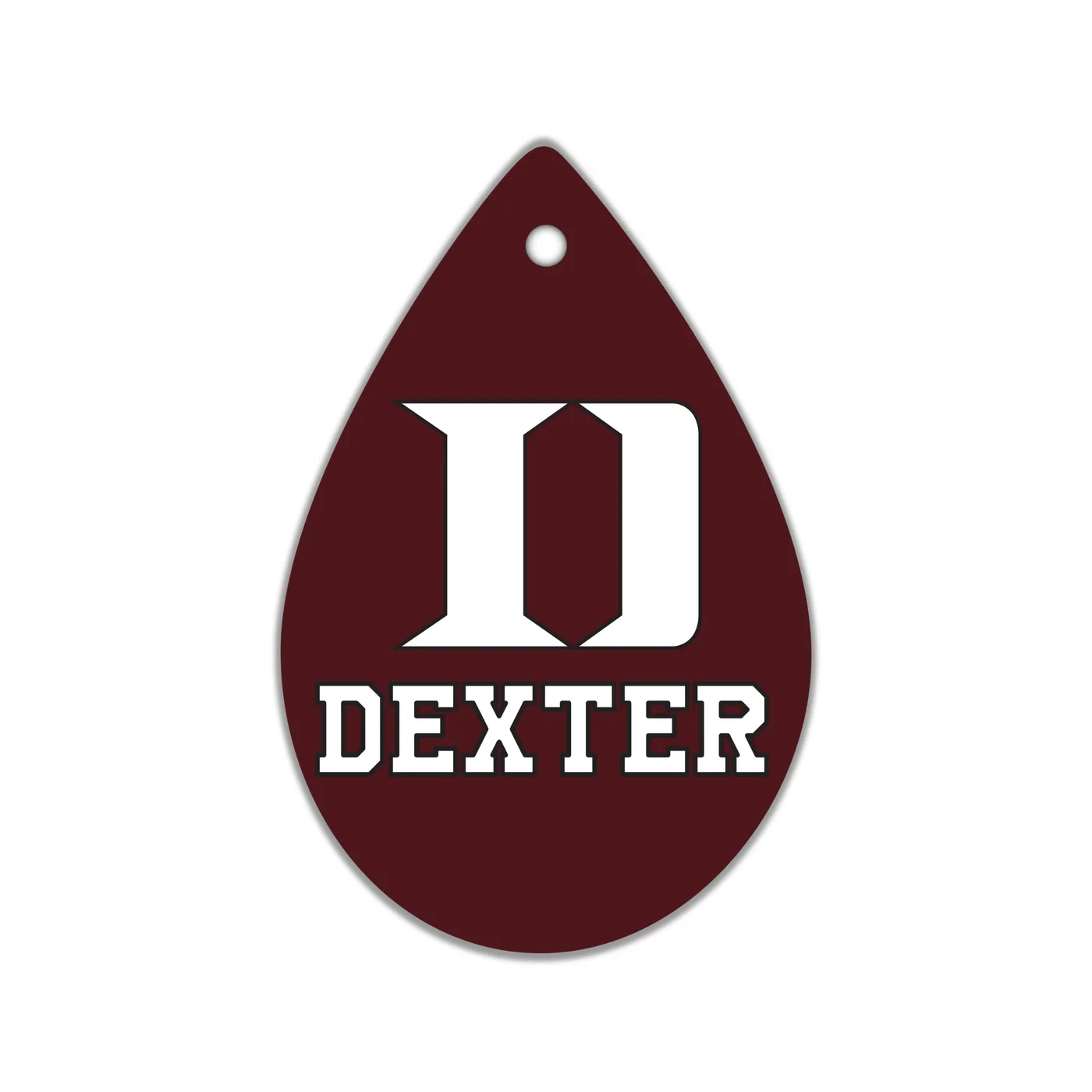 Dexter D Teardrop Earrings, Maroon with White Logo