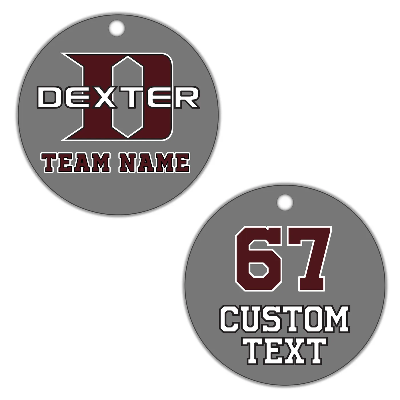 Dexter D Keychain, Grey with Sport Number