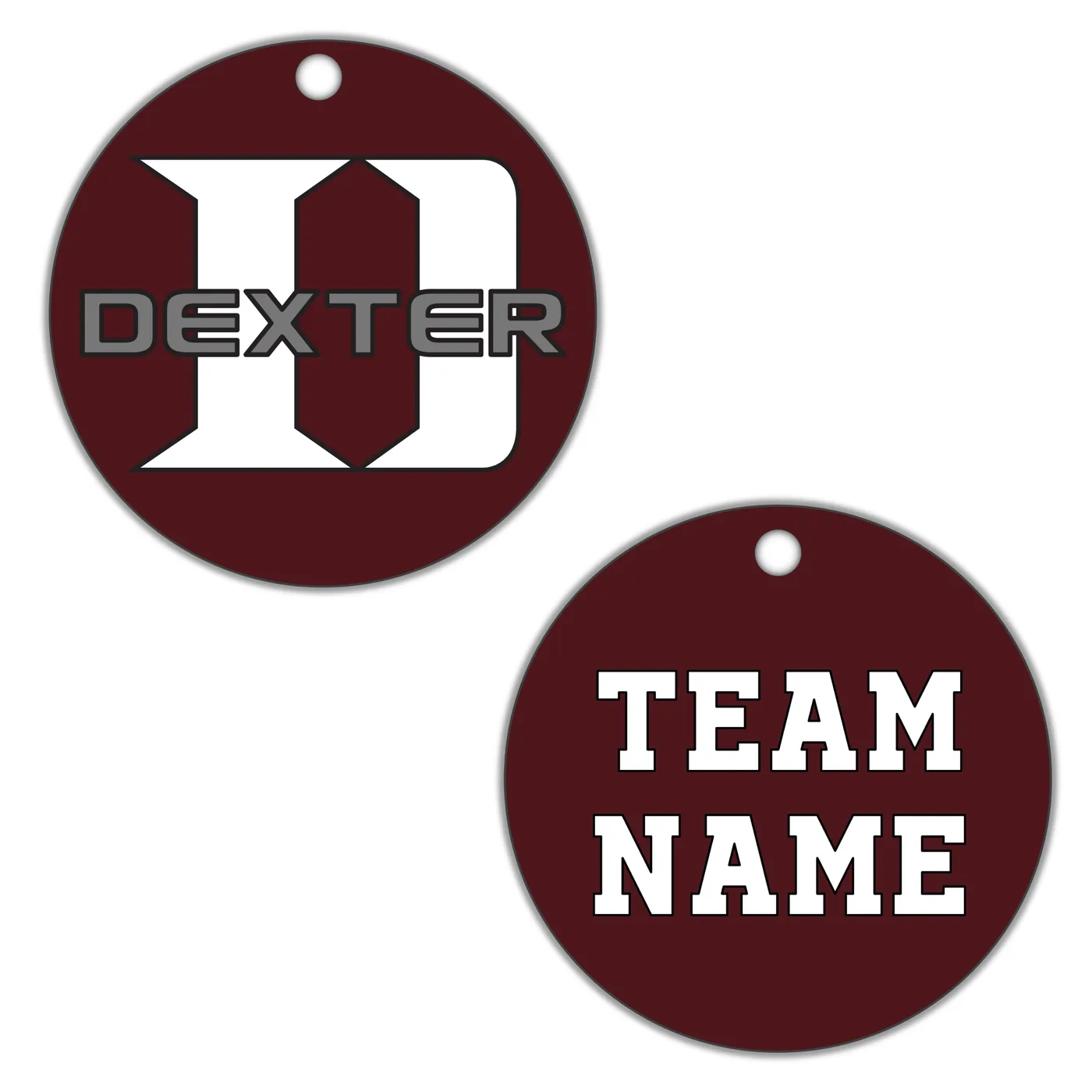 Dexter D Keychain, Maroon with Team Name