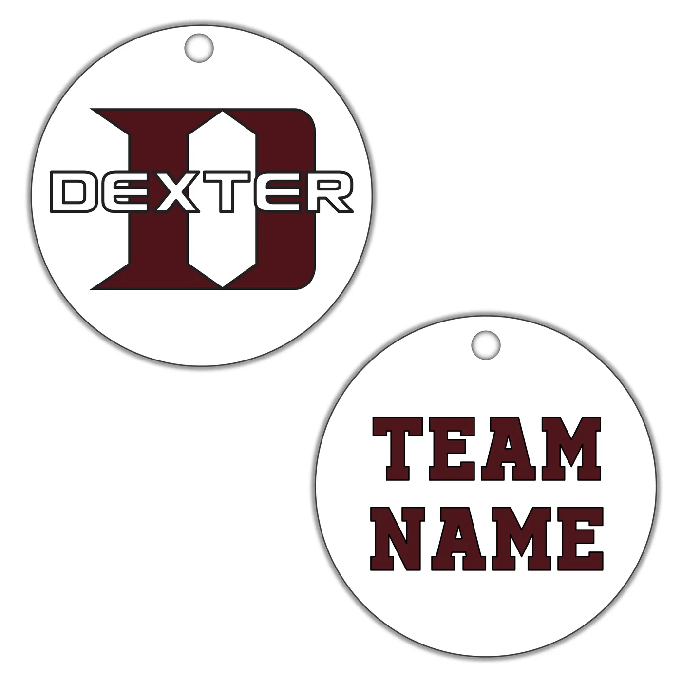 Dexter D Keychain, White with Team Name