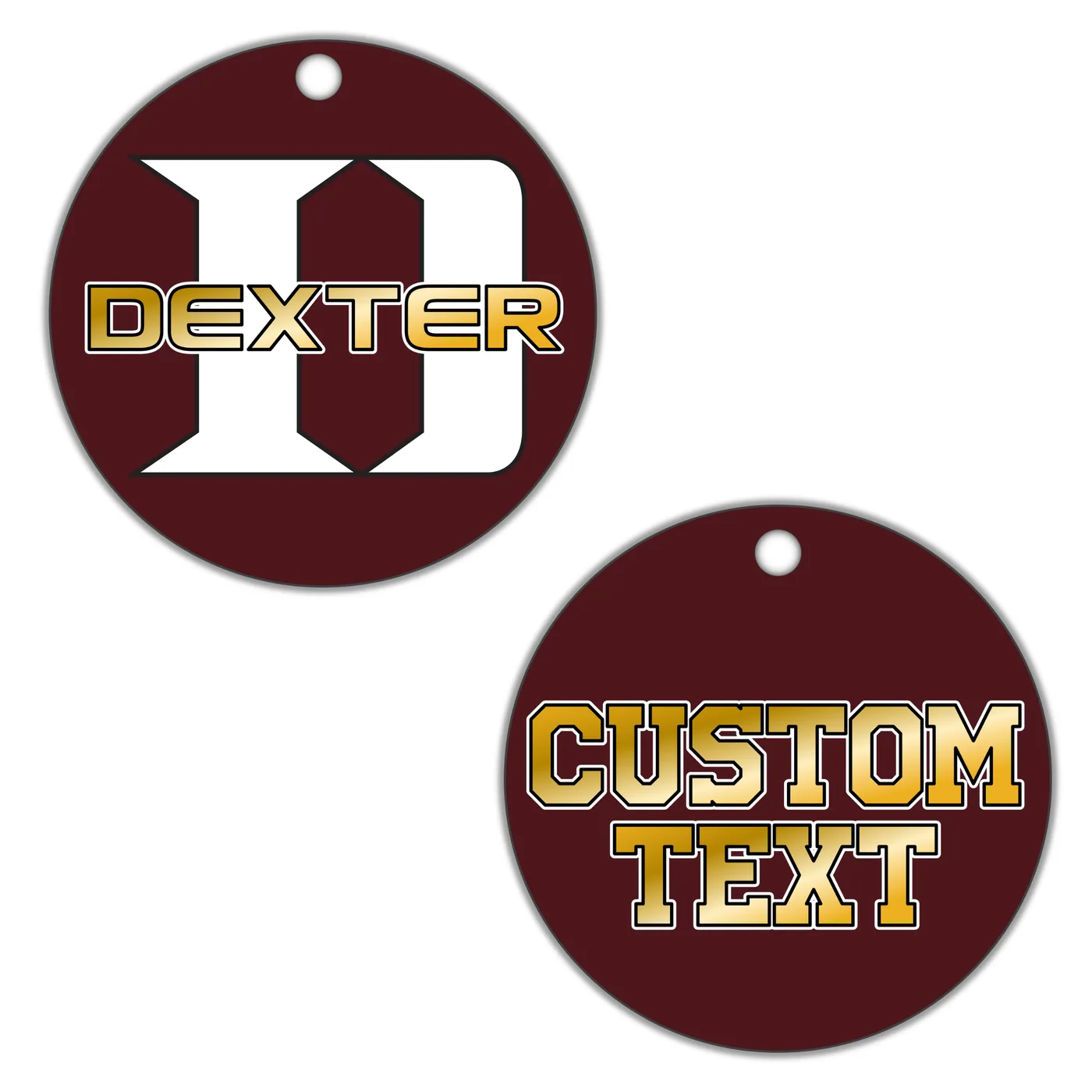 Dexter D Keychain, Maroon with Custom Text