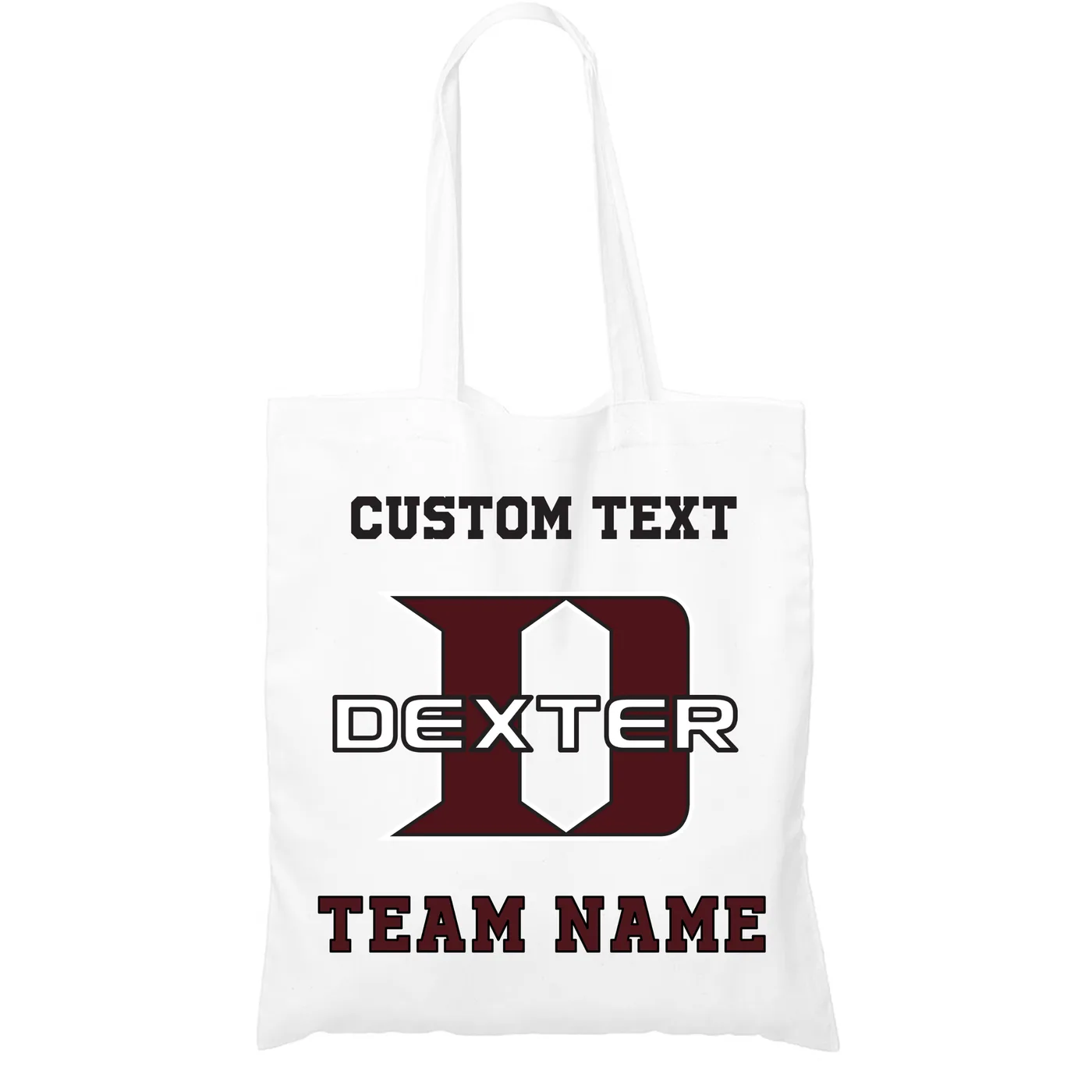 Tote Bag, Dexter "D", Custom Text & Team Name