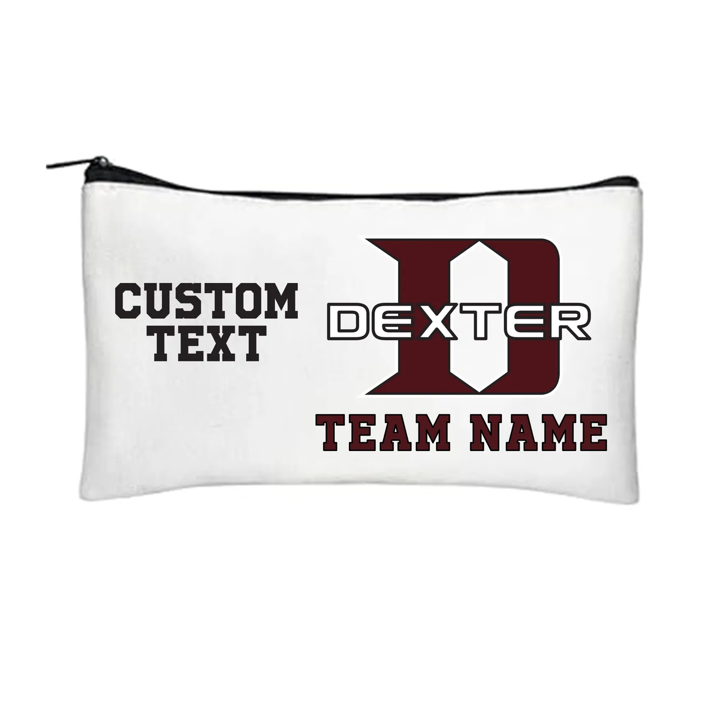 Zip Pouch, Dexter "D", Custom Text, Team Name